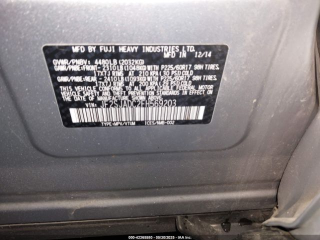JF2SJADC2FH569203 Subaru 2.5na u5