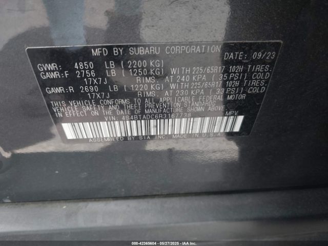 4S4BTADC6R3167738 Subaru Outback Premium
