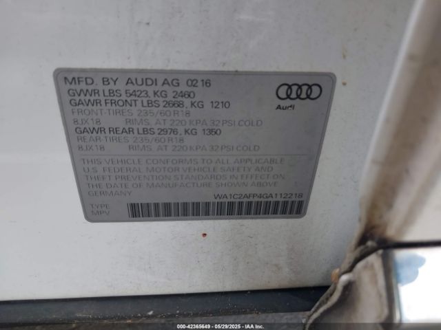 2016 AUDI Q5 WA1C2AFP4GA112218 Photo 8