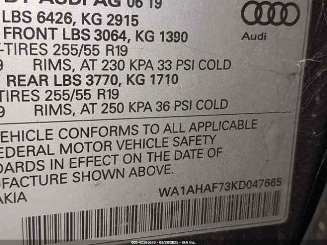 2019 AUDI Q7 WA1AHAF73KD047665 Photo 8