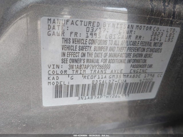 3N1AB7AP7HY286999 Nissan 2017