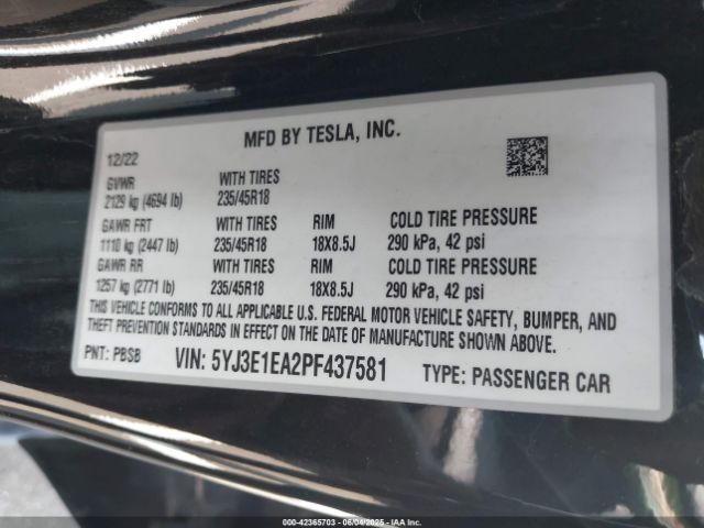 2023 TESLA MODEL 3 5YJ3E1EA2PF437581 Photo 8