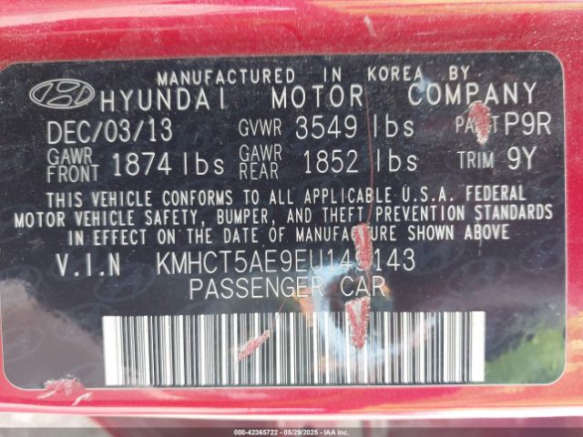 KMHCT5AE9EU149143 Hyundai ACCENT GS