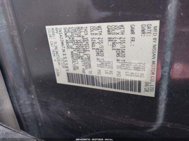 2018 NISSAN MURANO 5N1AZ2MH7JN155585 Photo 8