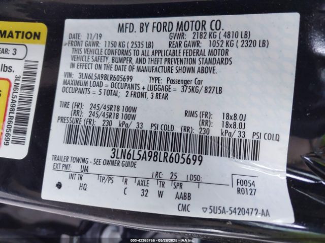 2020 LINCOLN MKZ 3LN6L5A98LR605699 Photo 8