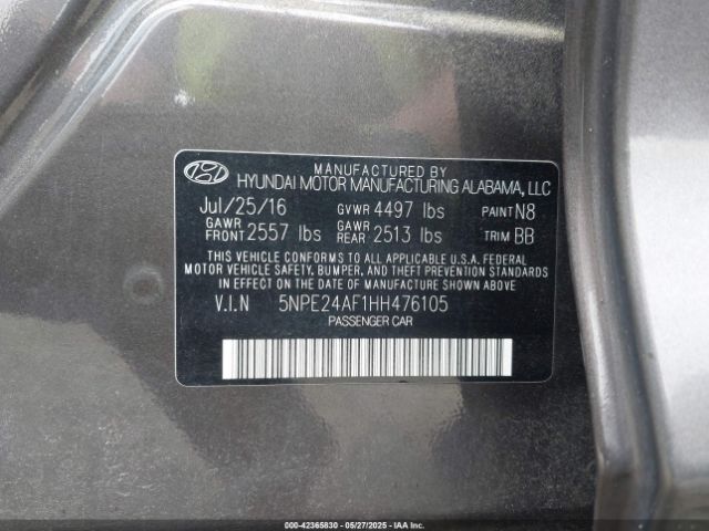 5NPE24AF1HH476105 Hyundai SONATA SE