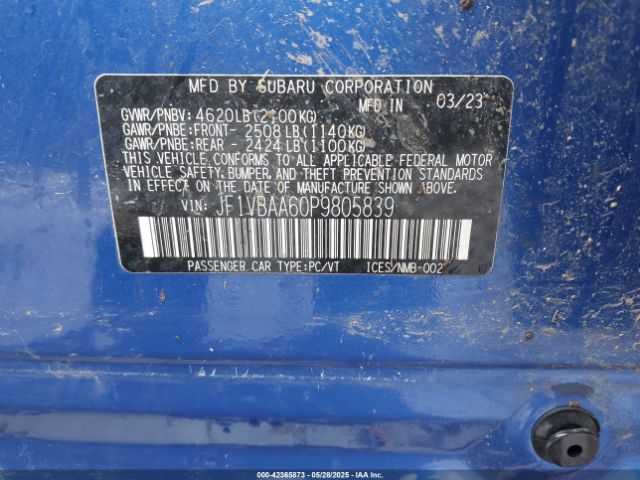 2023 SUBARU WRX JF1VBAA60P9805839 Photo 8