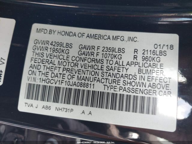 1HGCV1F10JA088811 Honda ACCORD LX