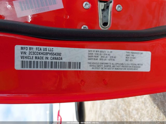 2C3CDXHG8PH554392 Dodge CHARGER GT
