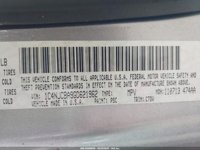 1C4NJCBA9GD621962 Jeep Compass Sport