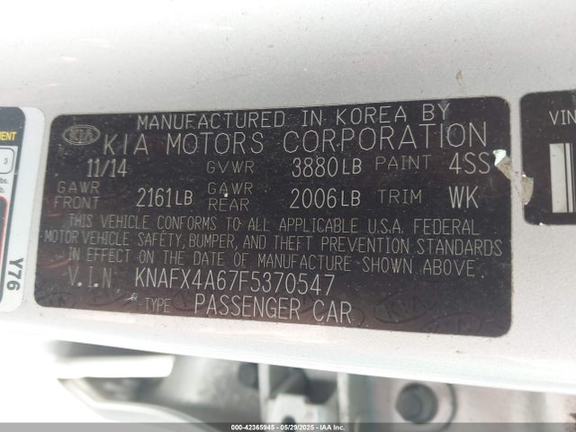 KIA FORTE LX 2015 KNAFX4A67F5370547 Image 9