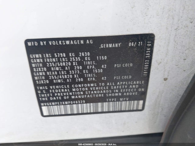 Volkswagen 2021 2021 WVGKMPE2XMP046329 Image 9