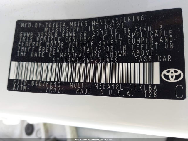 5YFB4MDE1RP206859 Toyota m20a-fks