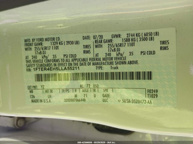1FTER4EH5LLA55211 Ford Ranger Xlt