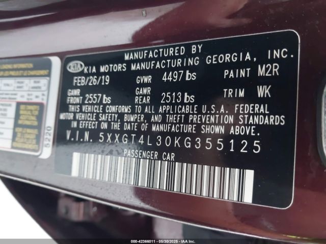 2019 KIA OPTIMA 5XXGT4L30KG355125 Photo 8