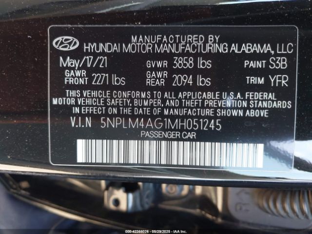 5NPLM4AG1MH051245 Hyundai ELANTRA SEL