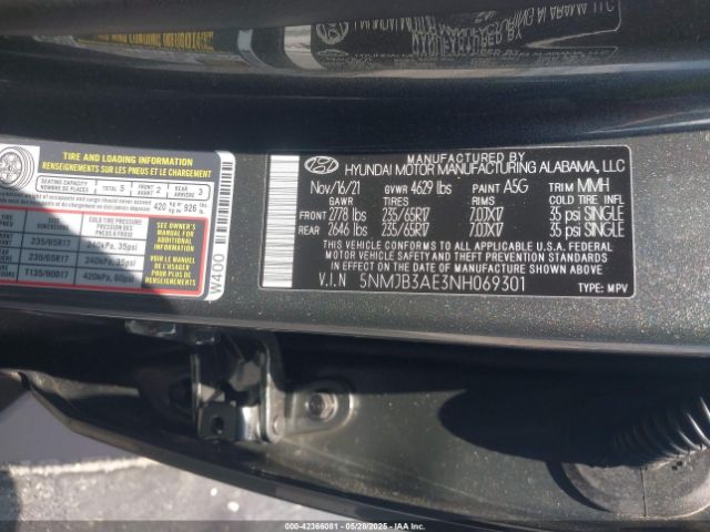 2022 HYUNDAI TUCSON 5NMJB3AE3NH069301 Photo 8