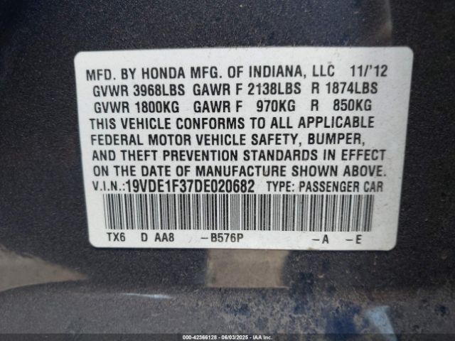 2013 ACURA ILX 19VDE1F37DE020682 Photo 8