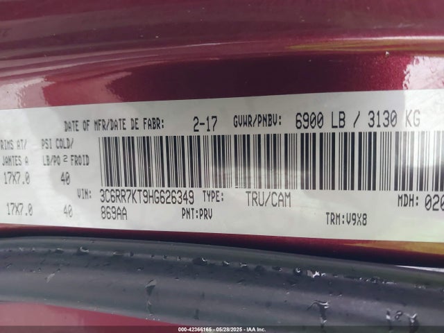 3C6RR7KT9HG626349 RAM 2017