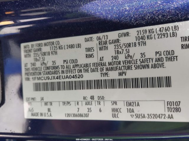 1FMCU9JX4EUA04520 Ford Escape Titanium
