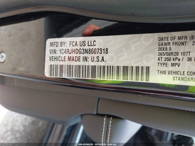 1C4RJHDG3N8607318 Jeep 2022