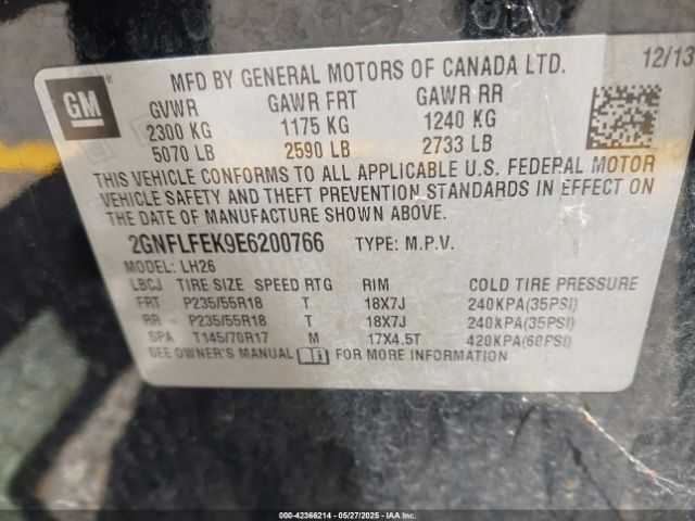 2GNFLFEK9E6200766 Chevrolet EQUINOX 1LT