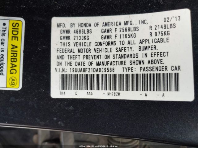 2013 ACURA TL 19UUA8F21DA009586 Photo 8
