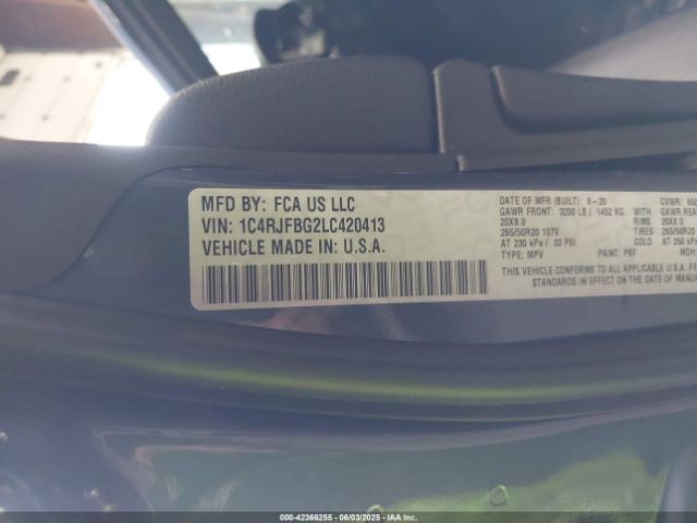 2020 JEEP GRAND CHEROKEE 1C4RJFBG2LC420413 Photo 8