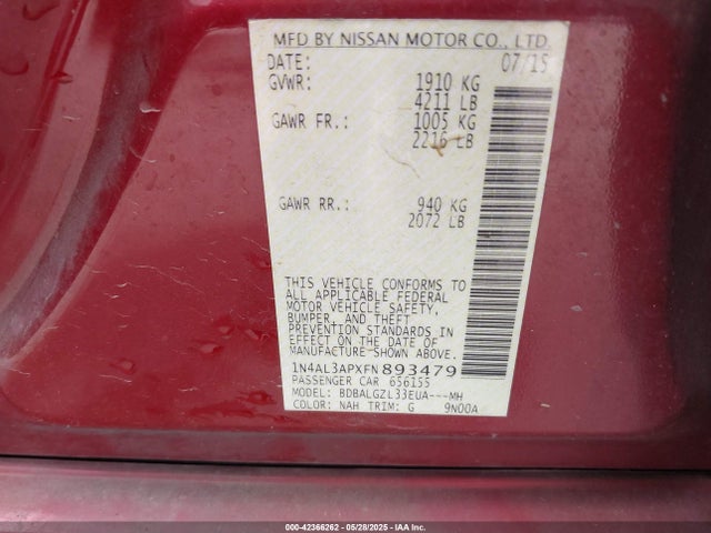 1N4AL3APXFN893479 Nissan Altima 2.5 S