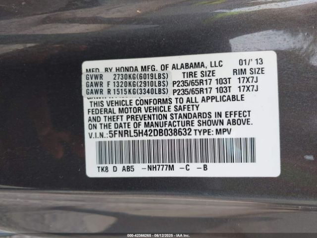 2013 HONDA ODYSSEY 5FNRL5H42DB038632 Photo 8