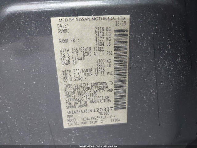 5N1AZ2AJ8LN120337 Nissan 2020