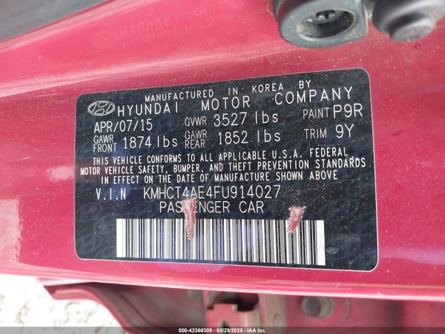 KMHCT4AE4FU914027 Hyundai dohc gdi gamma