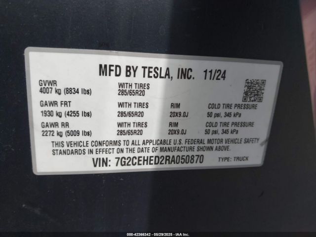 7G2CEHED2RA050870 Tesla Cybertruck