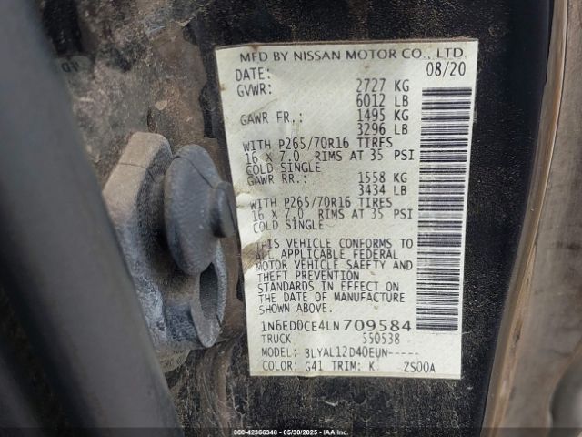 1N6ED0CE4LN709584 Nissan Frontier King Cab S 4x2