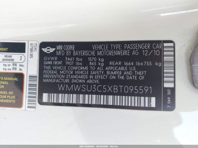 2011 MINI COOPER WMWSU3C5XBT095591 Photo 8