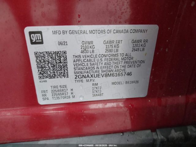 2021 CHEVROLET EQUINOX 2GNAXUEV8M6165746 Photo 8