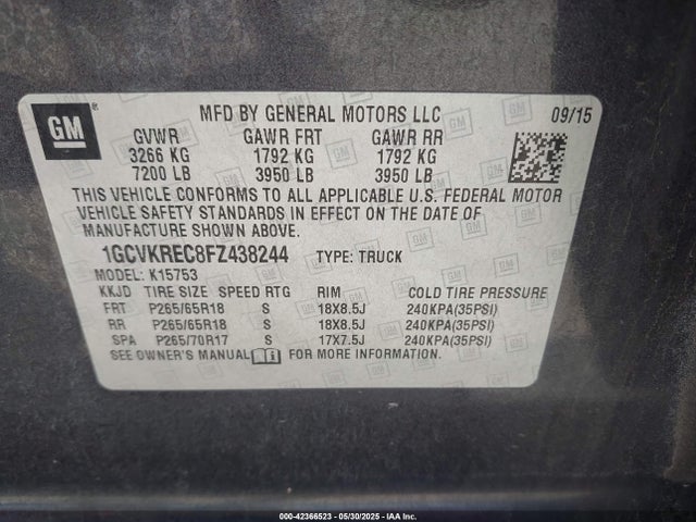 1GCVKREC8FZ438244 Chevrolet l83 - vvt, active fuel management, aluminum