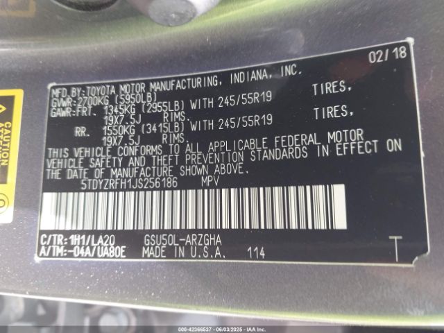 2018 TOYOTA HIGHLANDER 5TDYZRFH1JS256186 Photo 8