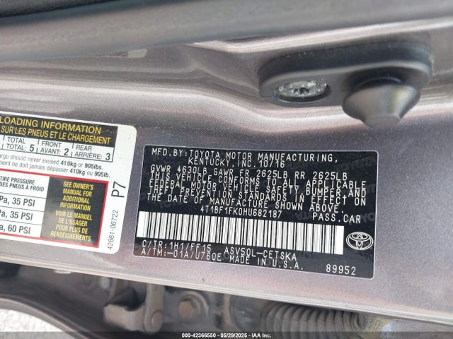4T1BF1FK0HU682187 Toyota 2ar-fe