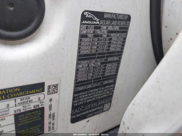 2020 JAGUAR F-PACE SADCJ2FX5LA643831 Photo 8