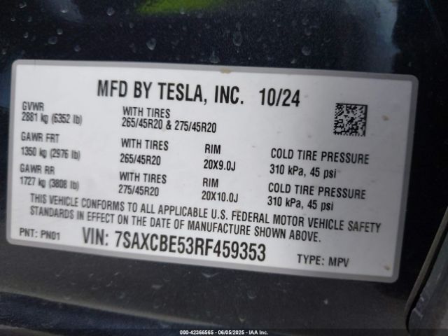 2024 TESLA MODEL X 7SAXCBE53RF459353 Photo 8