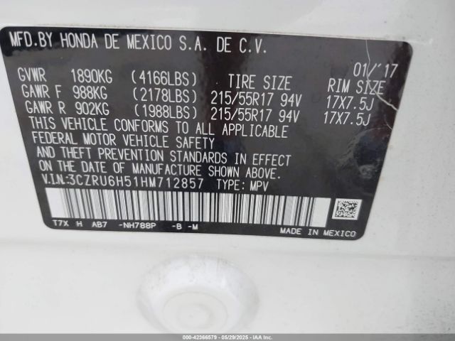 3CZRU6H51HM712857 Honda HR-V EX