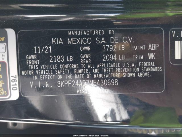 2022 KIA FORTE 3KPF24AD7NE430698 Photo 8