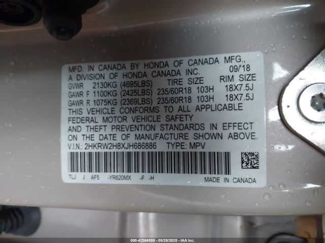 2018 HONDA CR-V 2HKRW2H8XJH686886 Photo 8