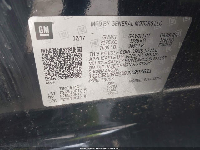 1GCRCREC8JZ203611 Chevrolet l83 - sidi: spark ignited direct injection, vvt: variable valve timing, afm, e85 max, alum