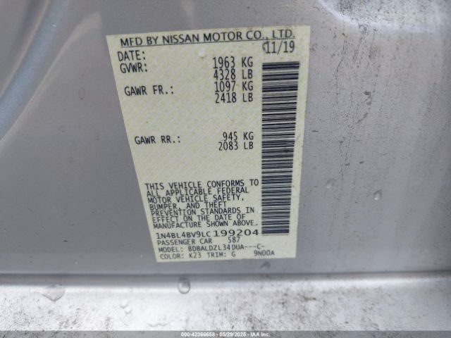 1N4BL4BV9LC199204 Nissan Altima S Fwd