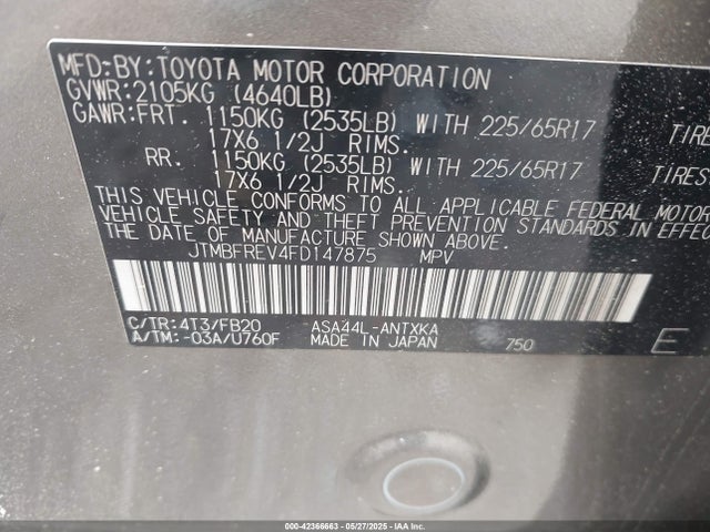 JTMBFREV4FD147875 Toyota RAV4 LE