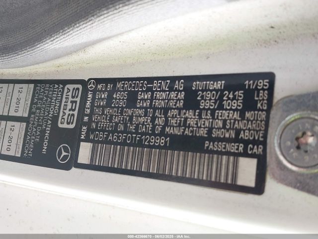 1996 MERCEDES-BENZ SL WDBFA63F0TF129981 Photo 8