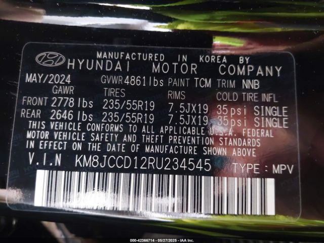 2024 HYUNDAI TUCSON HYBRID KM8JCCD12RU234545 Photo 8
