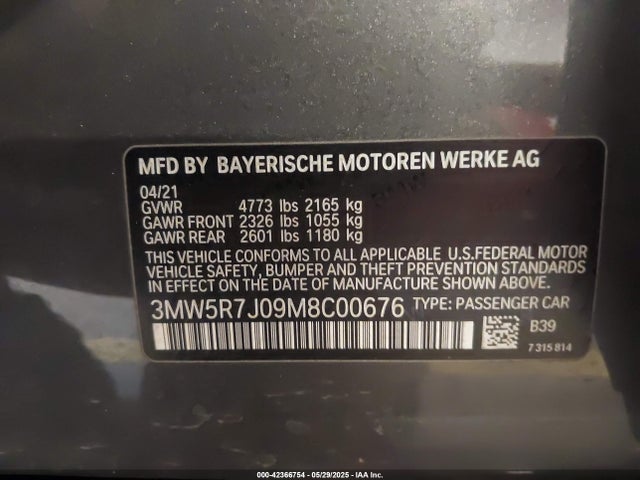 3MW5R7J09M8C00676 BMW 330I